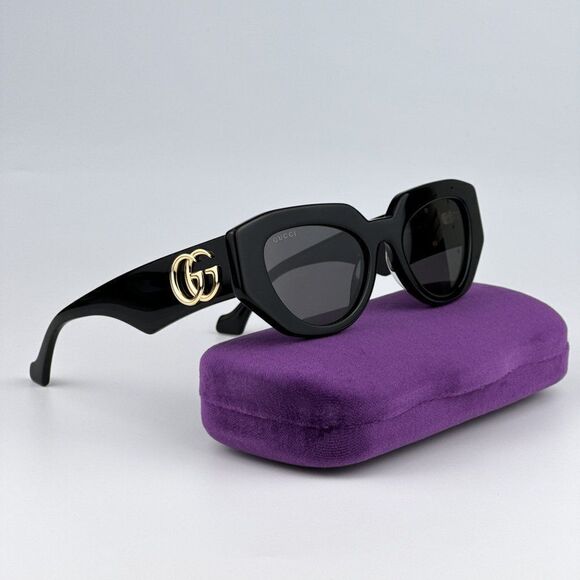 NEW Gucci GG1421S 001 Black Grey Cat Eye Women Sunglasses GG 1421S